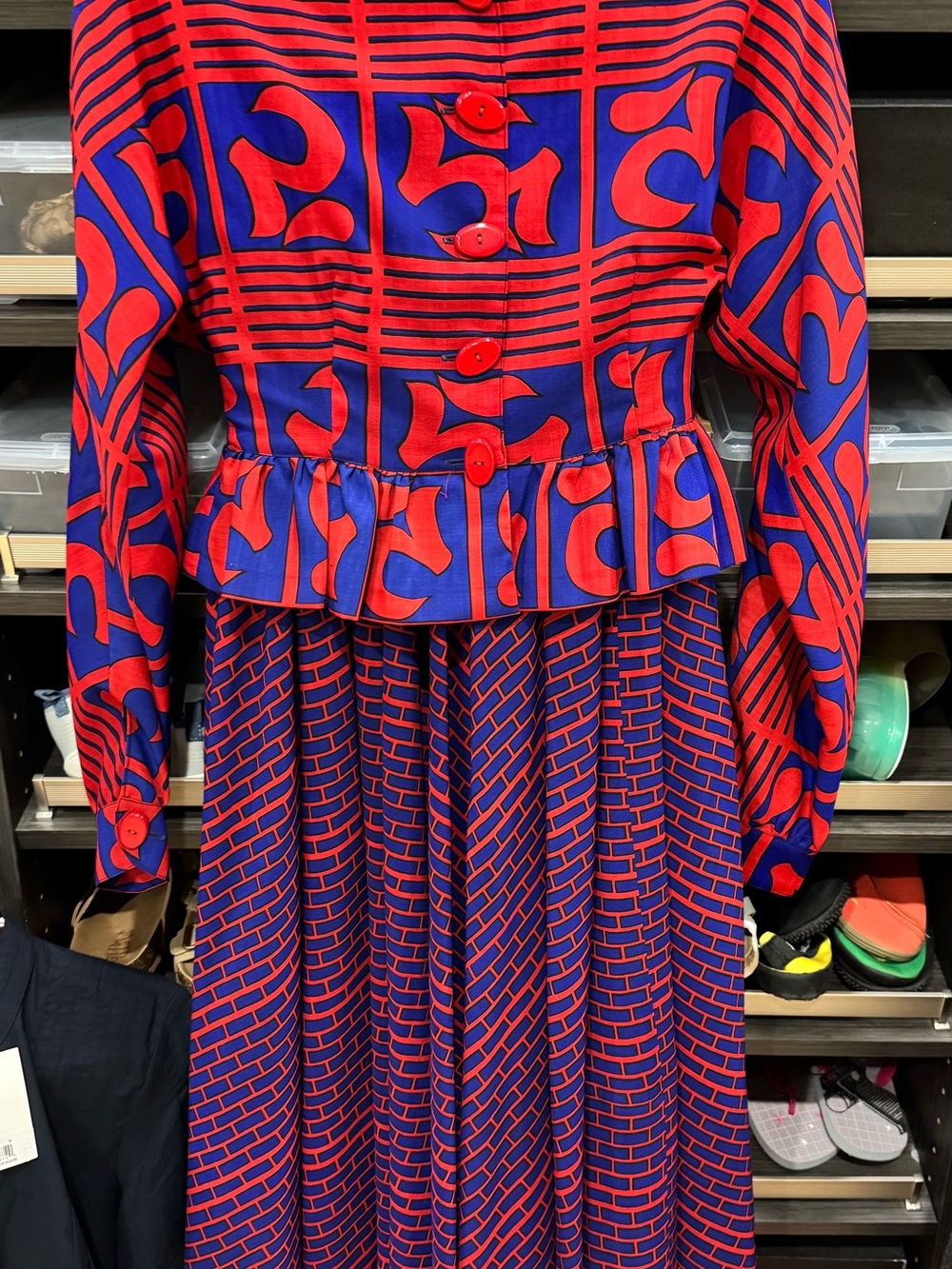 Vintage Neiman Marcus Trophy Room Red and Blue Wool Suit
